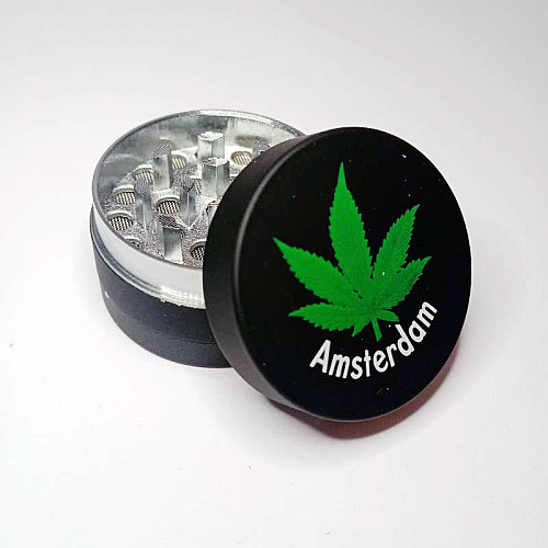 Гриндер для измельчения табака ASHTRAY HL-205 Amsterdam Конопля Black (10861-hbr)