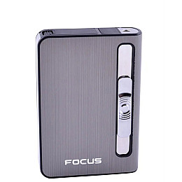 Портсигар на 10 сигарет с зажигалкой FOCUS №HL-149 Black (10833-hbr)