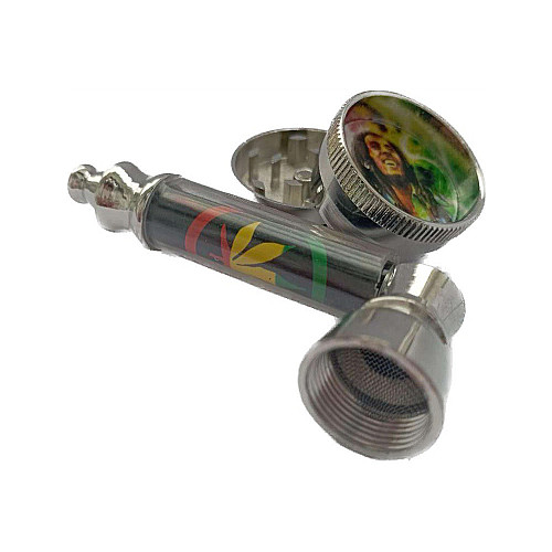 Трубка курительна + гриндер для измельчення тютюну Lighter HL-YD-305 Конопля Silver Black (10915-hbr)