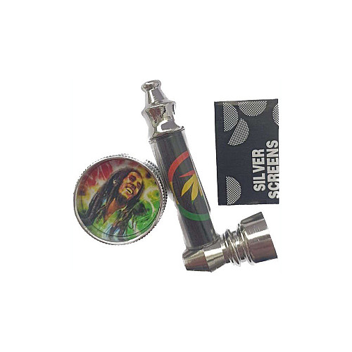 Трубка курительна + гриндер для измельчення тютюну Lighter HL-YD-305 Конопля Silver Black (10915-hbr)