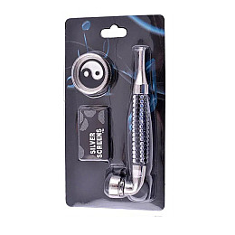 Гриндер для измельчения табака + трубка Lighter HL-YD-780 Silver Black (10912-hbr)