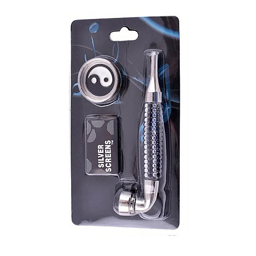 Гриндер для измельчения табака + трубка Lighter HL-YD-780 Silver Black (10912-hbr)