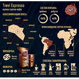 Кава в Зернах Trevi Espresso 60% Арабіка 40% Робуста 1кг х 10 шт
