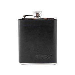Фляга Zippo стальная черная кожа 180мл 6 OZ (2005269)