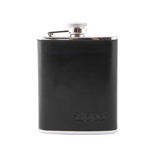 Фляга Zippo стальная черная кожа 180мл 6 OZ (2005269)