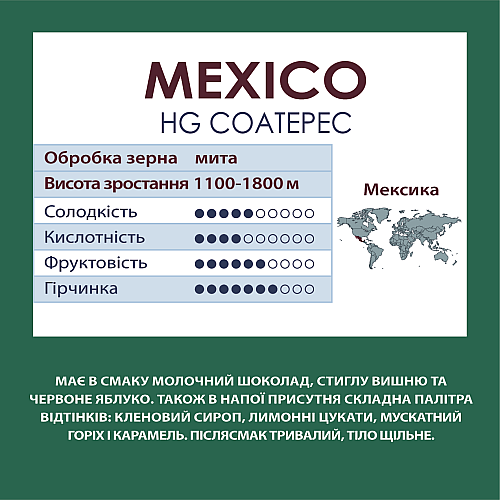 Кава в зернах Standard Coffee Мексика HG Coatepec 100% арабіка 1 кг