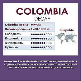 Кава в зернах Standard Coffee без кофеїну Колумбія Супремо 100% арабіка 500 г