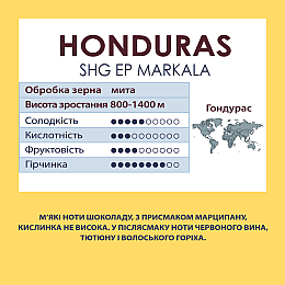 Кава в зернах Standard Coffee Гондурас SHG EP Markala 100% арабіка 500 г