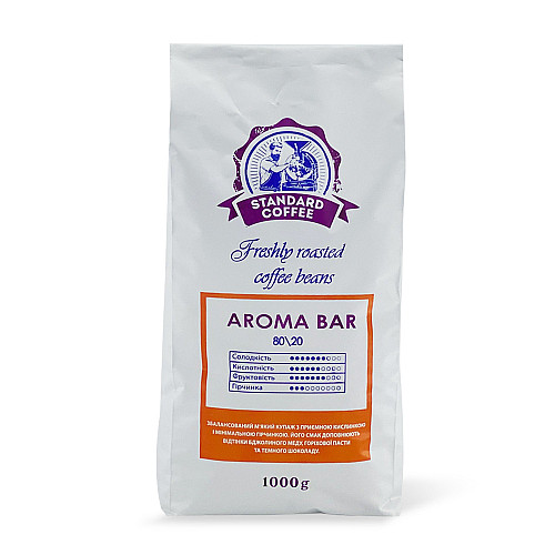 Кофе в зернах Standard Coffee Арома Бар купаж 80% арабики 20% робусты 1 кг