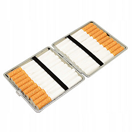 Портсигар Gentelo металевий на 20 шт стандартних сигарет екокожа Чорний (59045)