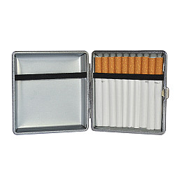 Портсигар Gentelo металевий на 20 шт стандартних сигарет екокожа тиснення "крокодил" Чорний (59052)