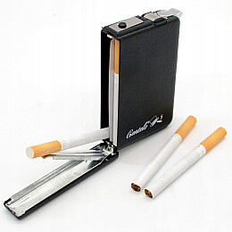 Портсигар Gentelo металевий з вбудованим газовим турбозапалювачем на 10 сигарет Чорна матова (60408)