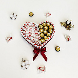 Торт из сладостей киндер раффаэлло и фереро PRO 27*24 см 61 шт