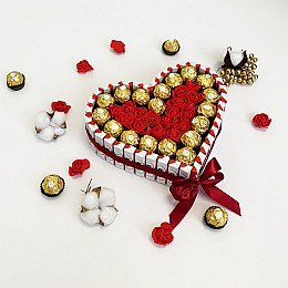 Торт из сладостей на день рождения PRO 27*24 см 55 шт Красный