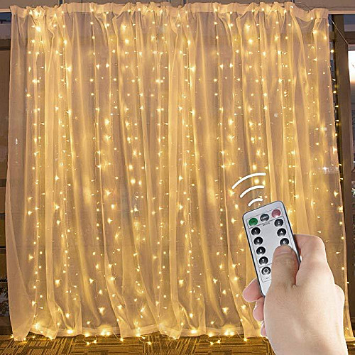 Світлодіодна гірлянда занавіс LT Роса 3*3 м 300LED USB WW Жовтий (344449)