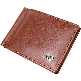 Зажим для денег из натуральной гладкой кожи ST Leather 19427 Коричневый