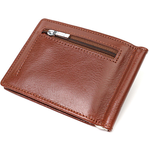 Зажим для денег из натуральной гладкой кожи ST Leather 19427 Коричневый