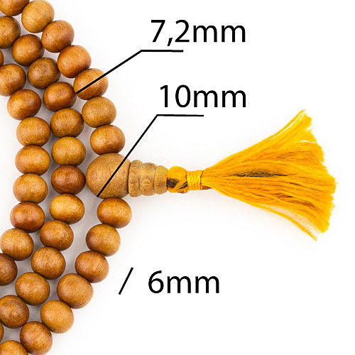 Чотки Сандал Білий Santalum Sandalwood Vajra 7.2 мм Південна Індія (27471)