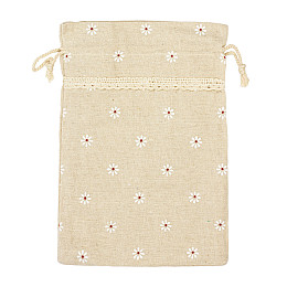 Мешочек подарочный на затяжке Цветочки Лён Кружево 21.5х15.5 см Gala day Натуральный бежевый (20854)