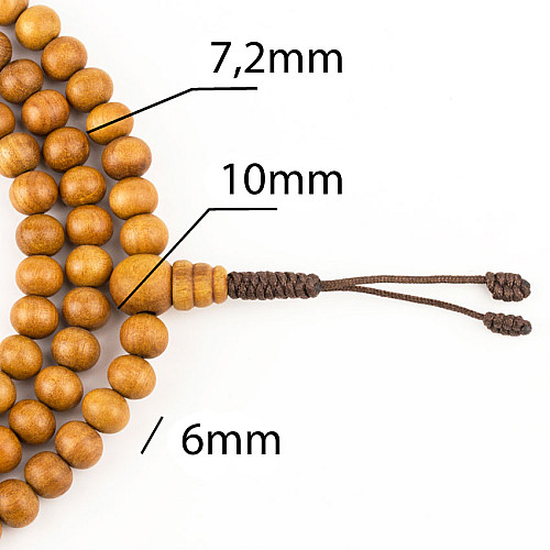 Чотки Сандал Білий Santalum Sandalwood Vajra 7.2 мм Південна Індія (27600)
