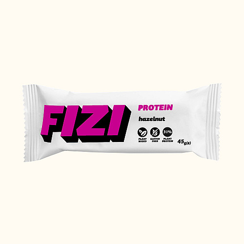 Протеиновый батончик без глютена FIZI Hazelnut 27% 45 г х 10 шт Растительный протеин (4820262540078)