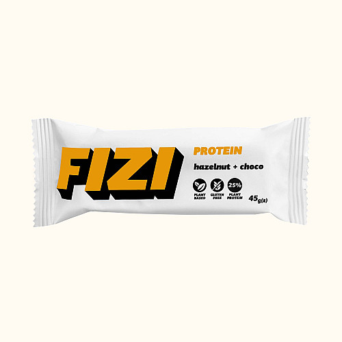 Протеиновый батончик без глютена FIZI Hazelnut choco 25% 45 г х 10 шт Растительный протеин (4820262540085)