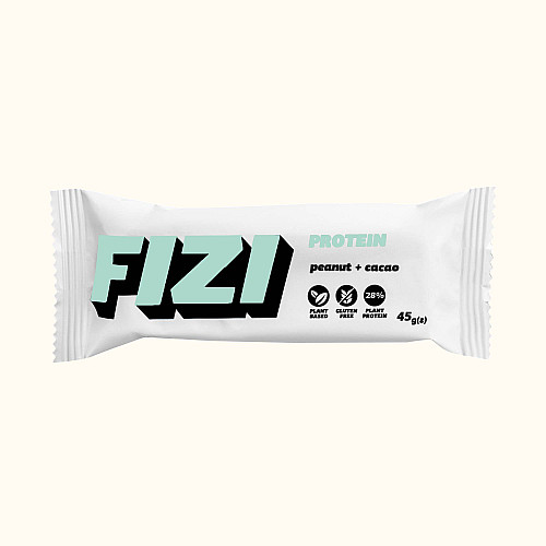 Протеиновый батончик без глютена FIZI Peanut cacao 29% 45 г х 10 шт Растительный протеин (4820262540054)