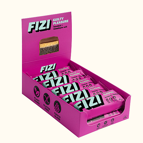 Шоколадный батончик без глютена FIZI Hazelnut himalayan salt 45 г х 10 шт Веган (4820262540023)