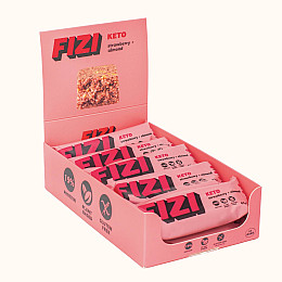 Кето батончик протеїновий FIZI Strawberry almond 45 г х 10 шт Веган (4820262540368)