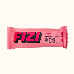 Кето батончик протеїновий FIZI Strawberry almond 45 г х 10 шт Веган (4820262540368)