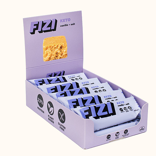Батончик кето протеиновый FIZI Vanilla salt 45 г х 10 шт Веган (4820262540382)