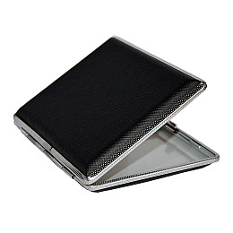 Портсигар Gentelo металевий на 20 шт стандартних сигарет екокожа Чорний (60073)