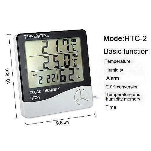Цифровой термомогигрометр с датчиком HTC-2 100×108×20 мм Белый