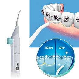 Портативный механический ирригатор SUNROZ Power Floss для дополнительной очистки зубов Белый (SUN1504)