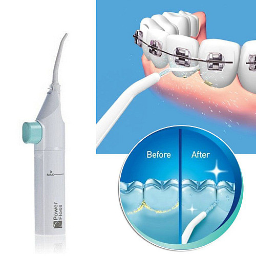 Портативный механический ирригатор SUNROZ Power Floss для дополнительной очистки зубов Белый (SUN1504)