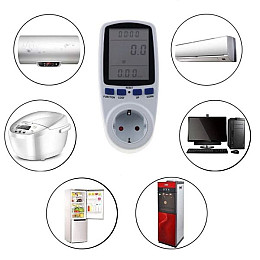 Розетка со счетчиком электроэнергии энергометр ваттметр бытовой Intertek BE009 Белый (100267)