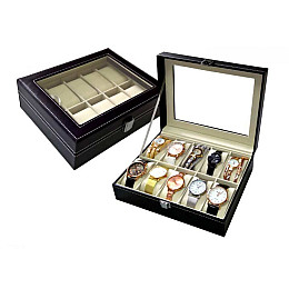 Шкатулка для часов DUKE на 10 шт Черная (DN30858)