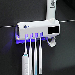 Диспенсер  UV Toothbrush Sterilizer для зубной пасты и щеток 2 в 1 с функцией стерилизации