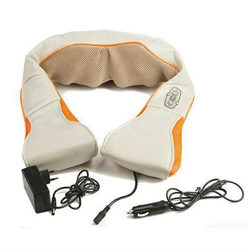 Роликовый массажер Massage Pillow для шеи, плеч и всех частей тела Бежевый (101019)