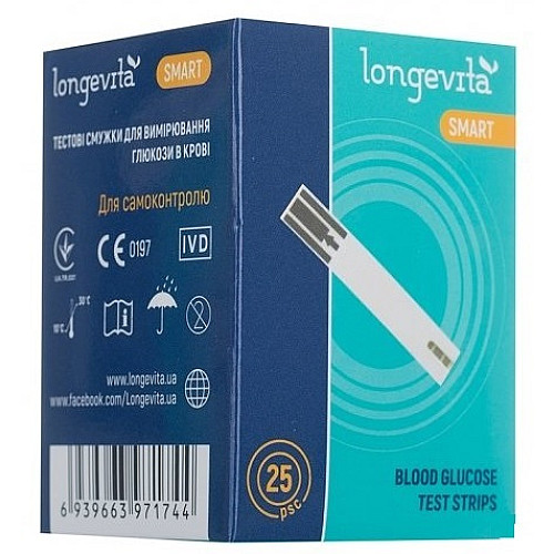 Тестовые полоски для глюкометра Longevita Smart (25шт.) (6397643)