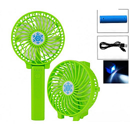 Вентилятор аккумуляторный мини с ручкой USB диаметр 10см Handy Mini Fan зеленый