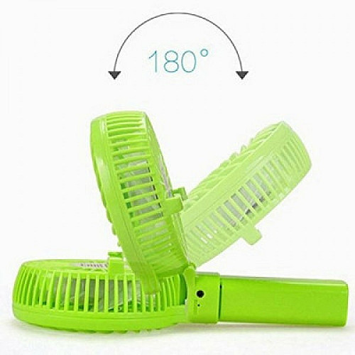 Вентилятор аккумуляторный мини с ручкой USB диаметр 10см Handy Mini Fan зеленый
