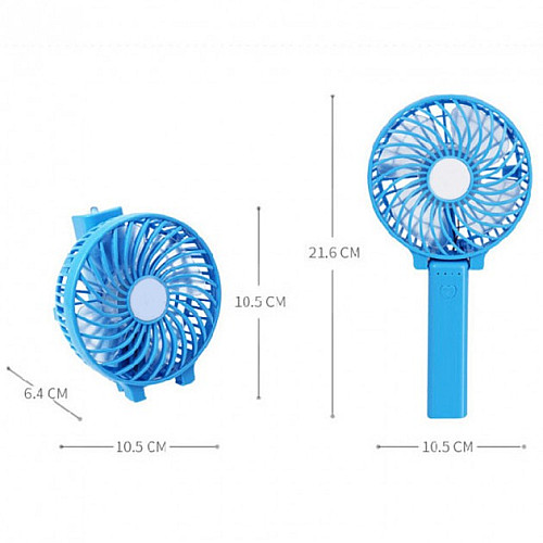 Вентилятор аккумуляторный мини с ручкой USB диаметр 10см Handy Mini Fan голубой