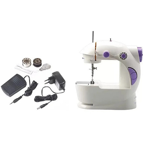 Мини швейная машинка Sewing Machine FHSM - 201 4 в 1 с подсветкой и адаптером
