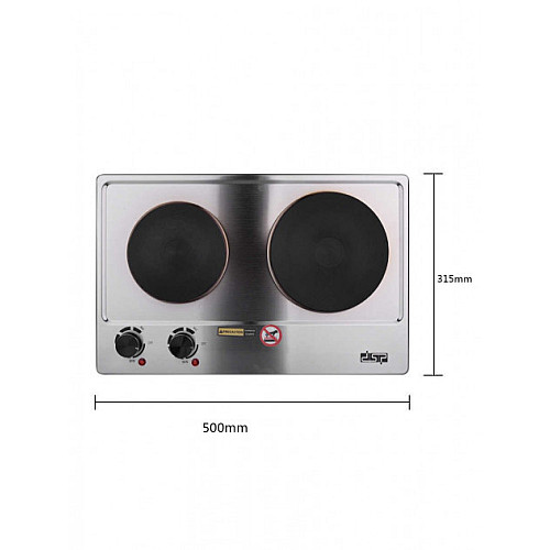 Настольная плита электрическая на 2 конфорки DSP KD-4047 1500W Steel (112662)