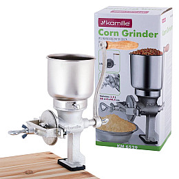 Мельница для зерна ручная Kamille 28 х 9 х 41 см Хром