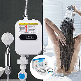 Термостатический проточный водонагреватель Delimano1 с экраном и душем + Ключ Universal Tiger Wrench 48 в 1