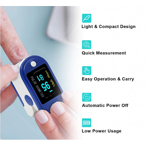 Пульсоксиметр Pulse Oximeter Healer AD807 электронный на палец Синий