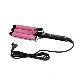 Плойка для завивки волос тройная Gemei GM-1956 Розовая