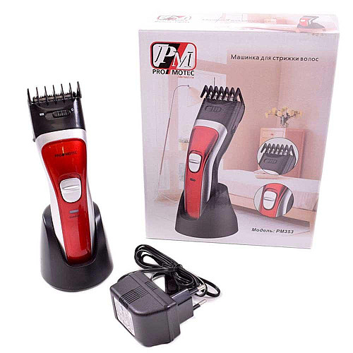 Машинка для стрижки волос аккумуляторная PROMOTEC PM-353 Красная